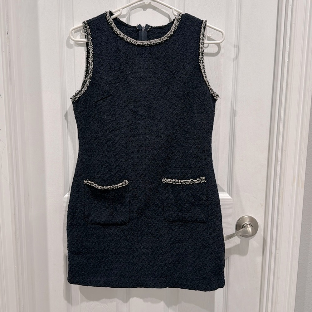 Navy Plaid Pattern Dress